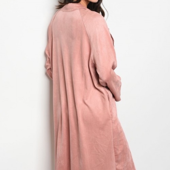 2 Sizes left! Faux suede Blush Duster Coat! - Picture 3 of 7